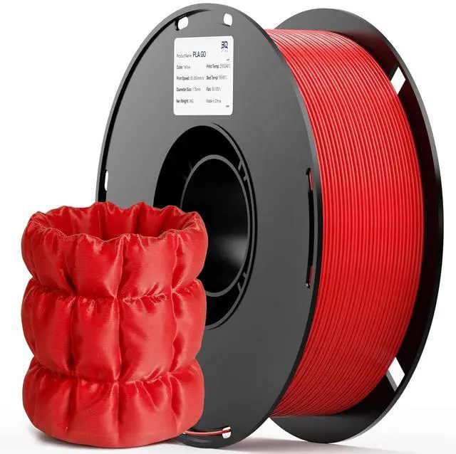 Main image of PLA GO 3D Printer Filament 1.75mm 1KG(2.2lbs) Spool (Red) | NatureWorks Ingeo Neatly Wound & Beginner Friendly Tough PLA Filament For Bambu-Lab, Creality, Anycubic, Most FDM 3D Printers