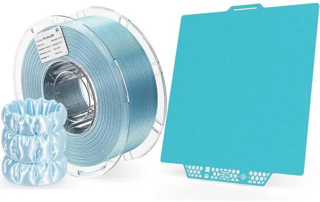 Main image of CryoGrip Pro Glacier for Bambu-Lab P1P/P1S/P2S/X1C/X1E/X2D/A1 3D Printers Build Plate+ PLA Aura Silk 3D Printer Filament 1.75mm 1KG Silk PLA Filament for Most FDM Printers