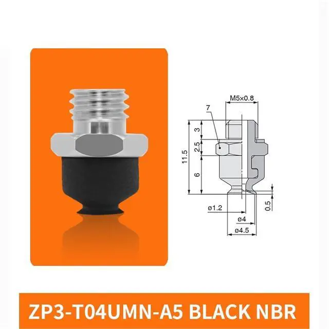 Alt view image 2 of 2 - 1Pcs ZP3-T04/06/08/10/13/16UMS/UMN-A5/B5 Flat Single Layer White Silicone Soft Pneumatic Vacuum Suction Cup(ZP3-T04UMN-A5)