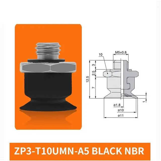 Alt view image 2 of 2 - 1Pcs ZP3-T04/06/08/10/13/16UMS/UMN-A5/B5 Flat Single Layer White Silicone Soft Pneumatic Vacuum Suction Cup(ZP3-T10UMN-A5)