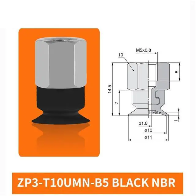 Alt view image 2 of 2 - 1Pcs ZP3-T04/06/08/10/13/16UMS/UMN-A5/B5 Flat Single Layer White Silicone Soft Pneumatic Vacuum Suction Cup(ZP3-T10UMN-B5)