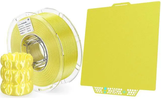 Main image of CryoGrip Pro Glacier Yellow for Bambu-Lab P1P/P1S/P2S/X1C/X1E/X2D/A1 3D Printers Build Plate+ PLA Aura Silk 3D Printer Filament 1.75mm 1KG Silk PLA Filament for Most FDM Printers