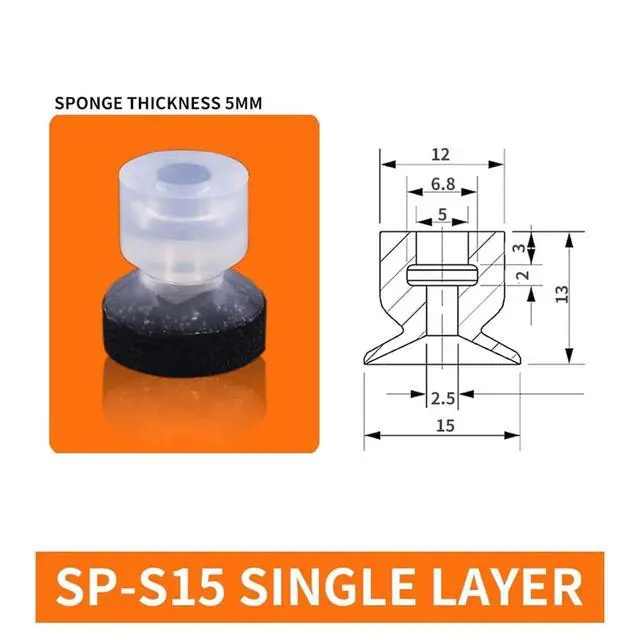 Alt view image 2 of 2 - 1Pcs SP-08/10/12/15/20/25/30/40/50 SP-S08/10/12/15/20/25/30 Single Layer Black Sponge Silicone Vacuum Suction Cup(SP-S15)