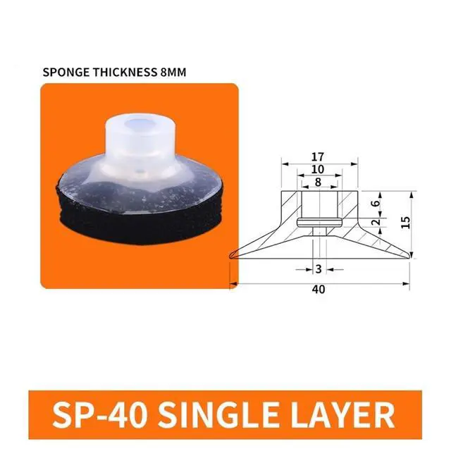 Alt view image 2 of 2 - 1Pcs SP-08/10/12/15/20/25/30/40/50 SP-S08/10/12/15/20/25/30 Single Layer Black Sponge Silicone Vacuum Suction Cup(SP-40)