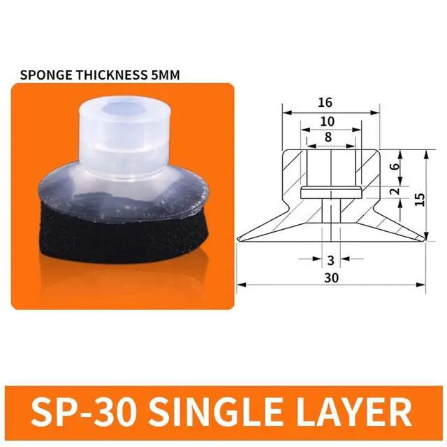 Alt view image 2 of 2 - 1Pcs SP-08/10/12/15/20/25/30/40/50 SP-S08/10/12/15/20/25/30 Single Layer Black Sponge Silicone Vacuum Suction Cup(SP-30)