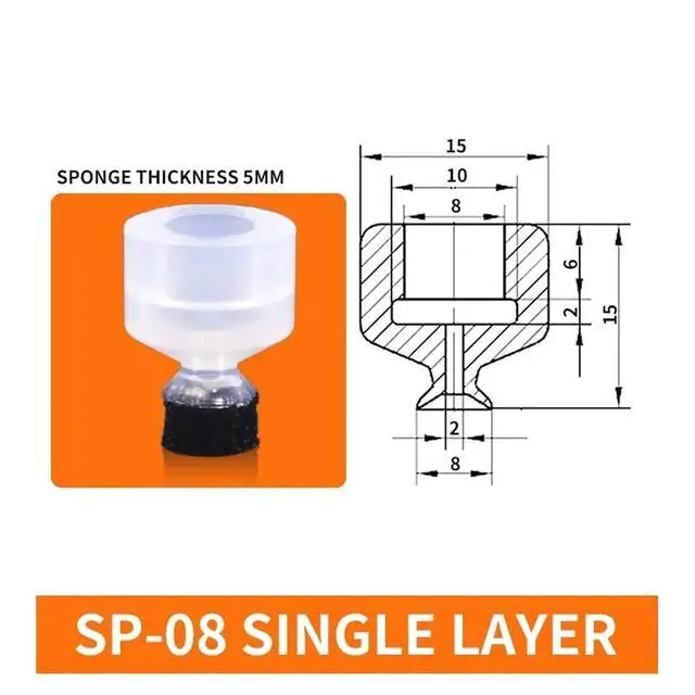 Alt view image 2 of 2 - 1Pcs SP-08/10/12/15/20/25/30/40/50 SP-S08/10/12/15/20/25/30 Single Layer Black Sponge Silicone Vacuum Suction Cup(SP-08)