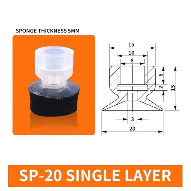 Alt view image 2 of 2 - 1Pcs SP-08/10/12/15/20/25/30/40/50 SP-S08/10/12/15/20/25/30 Single Layer Black Sponge Silicone Vacuum Suction Cup(SP-20)