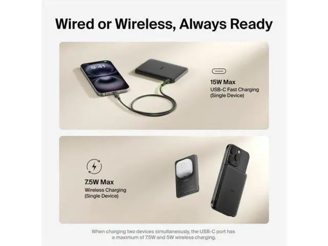 Alt view image 3 of 7 - Belkin BoostCharge Slim Magnetic Power Bank 5K - For Smartphone, iPhone, Earbud, USB Type C Device, MagSafe-enabled Device, Android Device, Qi-enabled Device - 5000 mAh - 7.50 W - USB Type-C Connector