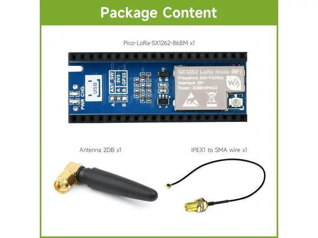 Alt view image 2 of 6 - Waveshare Pico SX1262 LoRa Node Module, Compatible with Raspberry Pi Pico, LoRaWAN Protocol Support, Long Range, Low Power, High Sensitivity Wireless Communication for IoT Projects