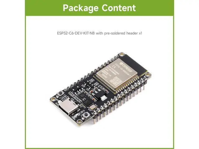 Alt view image 2 of 7 - ESP32-C6 Microcontroller, WiFi 6 Development Board, 160MHz Single-Core Processor, ESP32-C6-WROOM-1-N8 Module, Supports USB and UART Development with Pre-soldered Header