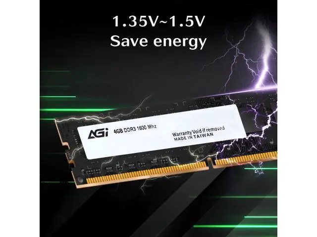 Alt view image 4 of 6 - AGI UD128 4GB DDR3 UDIMM 1600MHz CL11, 240-pin for Desktop Memory Model RAM Module Upgrade AGI160004UD128