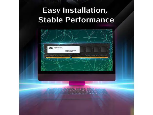 Alt view image 6 of 6 - AGI UD128 4GB DDR3 UDIMM 1600MHz CL11, 240-pin for Desktop Memory Model RAM Module Upgrade AGI160004UD128