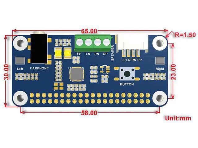 Alt view image 5 of 5 - Coolwell WM8960 Audio Module Hi-Fi Sound Card HAT for Raspberry Pi 4B+ 4B 3B+ 3B 2B+ Zero W WH 2W Stereo CODEC Play/Record