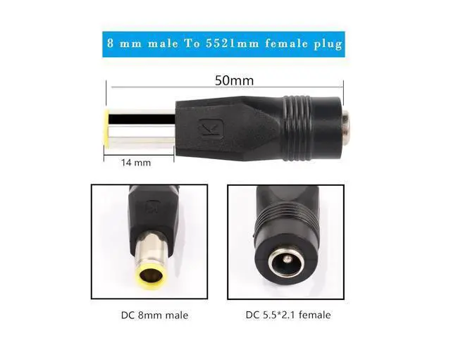Alt view image 4 of 7 - DC Power Plug Adapter,2Pcs DC 8mm Male to DC 5.5mm x 2.1mm Female and 2Pcs DC 5.5mm x 2.1mm Male to DC 8mm Female Connectors(4-Pack)