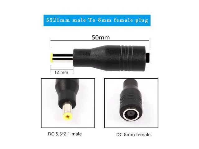 Alt view image 2 of 7 - DC Power Plug Adapter,2Pcs DC 8mm Male to DC 5.5mm x 2.1mm Female and 2Pcs DC 5.5mm x 2.1mm Male to DC 8mm Female Connectors(4-Pack)