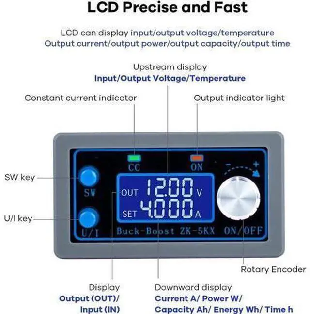 Main image of DC DC Buck Boost Power Converter CC CV 0.6-36V 5A 5V 6V 12V 24V Power Module Adjustable Voltage Regulated Laboratory Power Supply