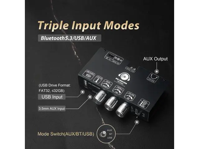 Alt view image 4 of 6 - TW100U 100W Mono Bluetooth 5.3 Amplifier Board, TPA3116D2 Digital Power Amp Module, Support TWS Wireless Pairing, AUX/USB/Bluetooth Input, DC 12-24V Single Channel Audio Component for DIY Speakers