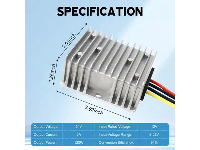 Alt view image 2 of 7 - DC Step Up Converter 5A 120W DC Voltage Regulator, 12V to 24V Power Adapter Voltage Booster IP68 Waterproof, Power Supply Module Boost Transformer for Car Truck Vehicle Boat