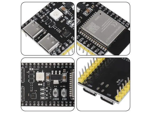 Alt view image 4 of 5 - XIITIA 4pcs ESP32-S3-DevKitC-1-N8R2 ESP32-S3 Type-C Development Board Wi-Fi + Bluetooth MCU Module Integrates Complete Wi-Fi and BLE Functions ESP32-S3-WROOM Module(Pre-soldered pins)