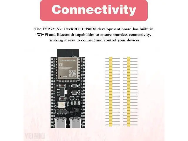 Alt view image 2 of 5 - YEJMKJ 3pcs ESP32 S3 Development Board ESP N8R8 WROOM 32 S3 WiFi + Bluetooth MCU Module, Dual Type-C ESP32-S3-WROOM-1 Cores Microcontroller Processor Integrates Complete Wi-Fi and BLE Functions