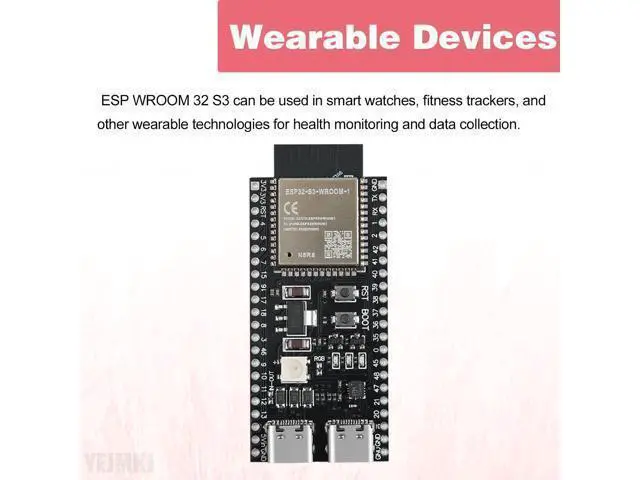 Alt view image 3 of 5 - YEJMKJ 3pcs ESP32 S3 Development Board ESP N8R8 WROOM 32 S3 WiFi + Bluetooth MCU Module, Dual Type-C ESP32-S3-WROOM-1 Cores Microcontroller Processor Integrates Complete Wi-Fi and BLE Functions