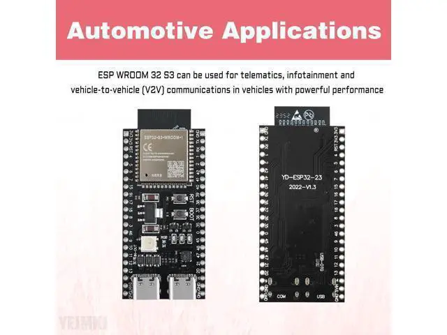 Alt view image 4 of 5 - YEJMKJ 3pcs ESP32 S3 Development Board ESP N8R8 WROOM 32 S3 WiFi + Bluetooth MCU Module, Dual Type-C ESP32-S3-WROOM-1 Cores Microcontroller Processor Integrates Complete Wi-Fi and BLE Functions