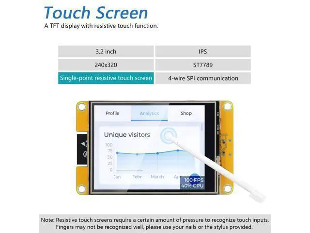 Alt view image 4 of 5 - Freenove ESP32 Display CYD, 3.2 Inch Touchscreen Monitor, 240x320 Pixel IPS TFT LCD Screen ST7789 Driver, Dual-core 32-bit 240 MHz Microcontroller WiFi+BT, C Code LVGL Example Projects Tutorial