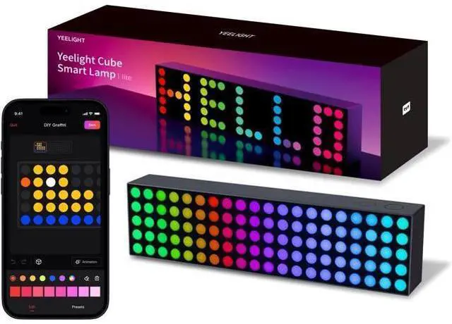 Main image of LED Smart Lamp, 16M Colors Option Pixel Cube Smart Table Lamp, Music Sync RGB+IC Display for Clock/Emoji, Works with Alexa & Matter, 2.4GHz WiFi, Desk Lighting for Gaming, Kids Room, Bedroom