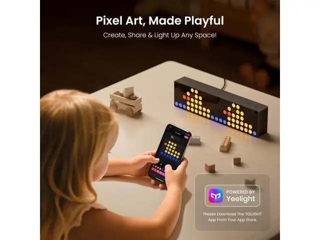 Alt view image 6 of 7 - LED Smart Lamp, 16M Colors Option Pixel Cube Smart Table Lamp, Music Sync RGB+IC Display for Clock/Emoji, Works with Alexa & Matter, 2.4GHz WiFi, Desk Lighting for Gaming, Kids Room, Bedroom