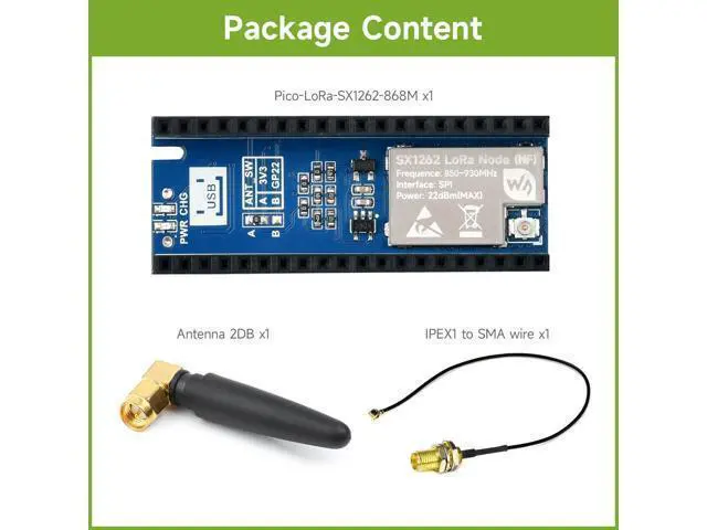 Alt view image 2 of 5 - Waveshare Pico SX1262 LoRa Node Module, Compatible with Raspberry Pi Pico, LoRaWAN Protocol Support, Long Range, Low Power, High Sensitivity Wireless Communication for IoT Projects