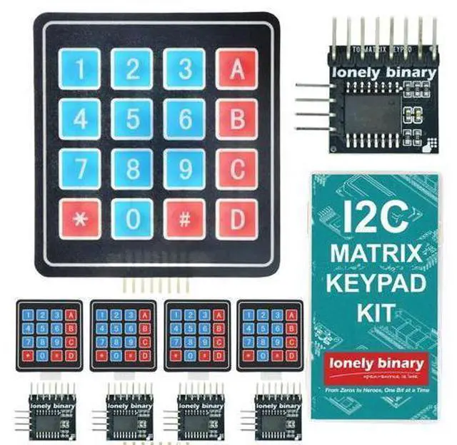 Main image of 5-Sets I2C Soft 4x4 Matrix Keypad Kit - 5pcs Soft Membrane Keypads 4 x 4 16 Keys Keyboard Switch Module, 5pcs I2C Adapters for GPIO Savings for Arduino, Raspberry Pi, ESP32 Projects