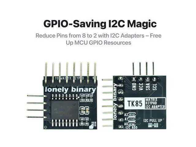Alt view image 3 of 5 - 5-Sets I2C Soft 4x4 Matrix Keypad Kit - 5pcs Soft Membrane Keypads 4 x 4 16 Keys Keyboard Switch Module, 5pcs I2C Adapters for GPIO Savings for Arduino, Raspberry Pi, ESP32 Projects