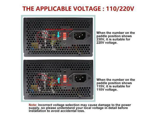 Alt view image 3 of 3 - 500W 24pin ATX Computer Power Supply RGB Fan 110v 220v PSU 500W Gaming Power Supply Lower Energy Consumption High Efficiency