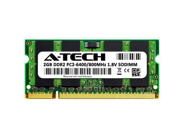 Alt view image 2 of 2 - A-Tech 2GB DDR2 800MHz SODIMM PC2-6400 1.8V CL6 200-Pin Non-ECC Unbuffered Laptop RAM Memory Upgrade Module