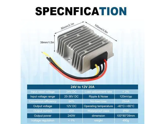 Alt view image 3 of 5 - DC Buck Converter 24V 36V to 12V 20A 240W, Adjustable Voltage Regulator Module, High Efficiency Step Down Power Supply, Mini DC Converter for LED, Car, Battery, Solar System, Arduino (Input 20-36V)