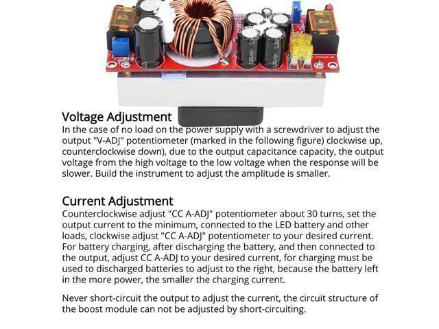 Alt view image 4 of 5 - Boost Module 1200W, DC-DC 10-60V to 12-97V 30A Voltage Step Up Converter Boost Constant Voltage Current Power Supply Module for Constant Current and Voltage Applications