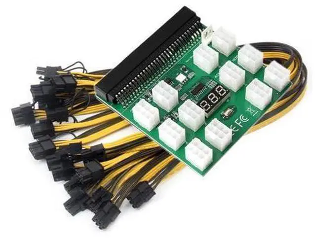 Main image of Power Module Breakout Board Kit With 12pcs 6Pin Male to 6+2Pin 8Pin Male Power Cables For 1200W/750W GPU Mining Power Supply