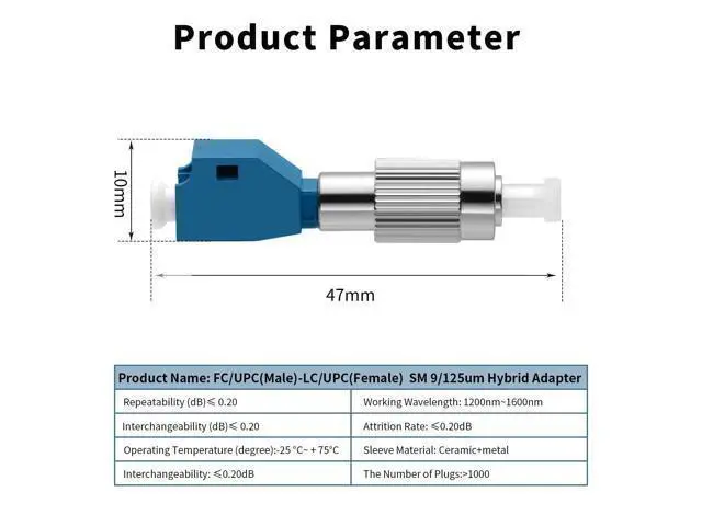 Alt view image 2 of 5 - 10 Pack-Visual Fault Locator Adapter, LC/UPC Female to FC/UPC Male Simplex Fiber Optic Adapter/Coupler Single Mode 9/125um Hybrid Optical Fiber Convertor for Optical Power Meter Visual Fault Locator