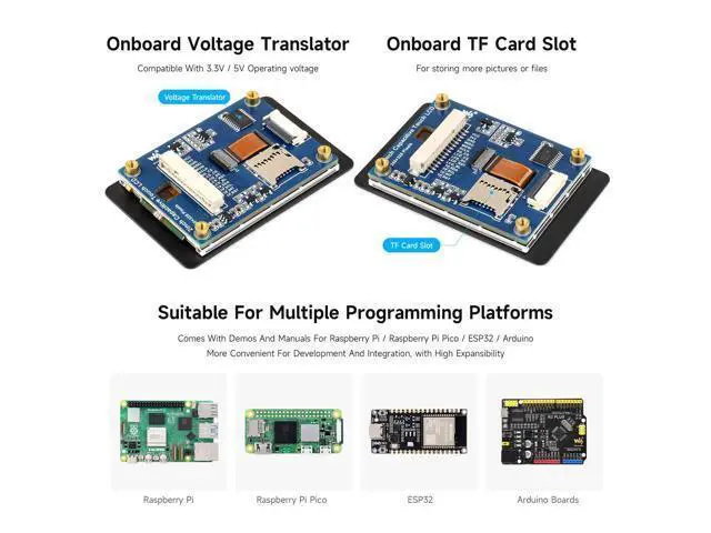 Alt view image 5 of 5 - Waveshare 2inch Capacitive Touch Display Module, Compatible with Raspberry Pi 5/4B/3B/Pico/Pico W/Pico WH, ESP32, IPS Display, 262K Colors, 240×320 Resolution