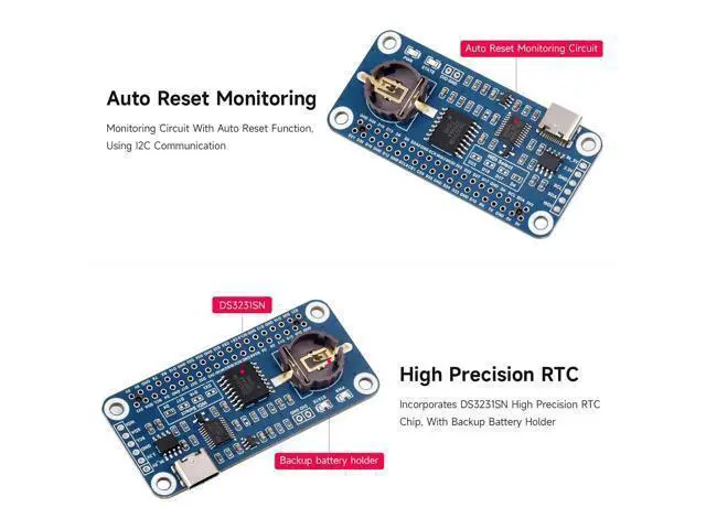 Alt view image 5 of 5 - Waveshare RTC WatchDog HAT (B) for Raspberry Pi, Onboard DS3231SN High Precision RTC Chip