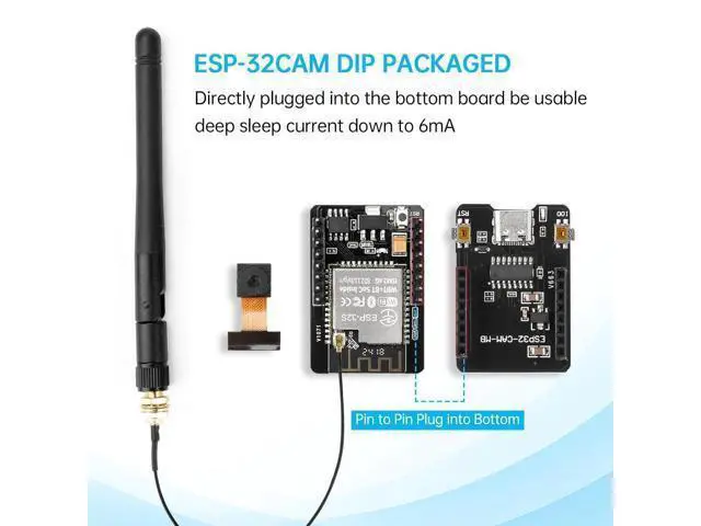 Alt view image 2 of 5 - 2 Pcs ESP32 CAM Development Board,OV3660 Camera for ESP32-CAM MB Type-C WiFi/Bluetooth Development Board,DC 5V Dual Core Development Board with 2.5G Antennas IPEX, TF Card Module