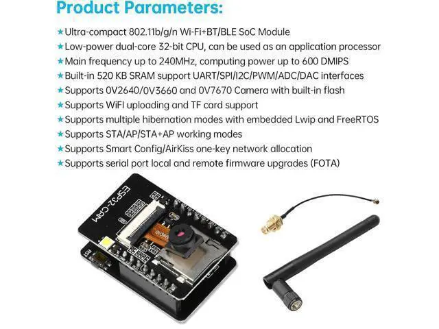 Alt view image 3 of 5 - 2 Pcs ESP32 CAM Development Board,OV3660 Camera for ESP32-CAM MB Type-C WiFi/Bluetooth Development Board,DC 5V Dual Core Development Board with 2.5G Antennas IPEX, TF Card Module