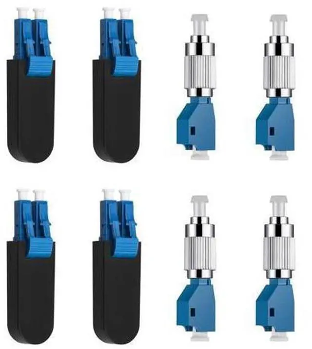 Main image of 4 Pcs Single Mode 9/125 FC Male to LC Female VFL Fiber Optic Adapter Convertor and 4 Pcs Singlemode LC/UPC Fiber Optic Loopback Adapter Tester - Connector Test Plug for Optical Cable Testing