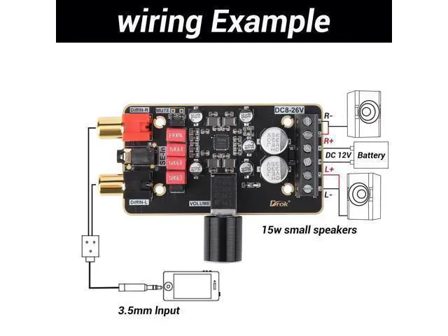 Alt view image 3 of 5 - DROK 15W+15W 2.0 2pcs 12V Amplifier Board, Dual Channel Audio Amplifier Board PAM8620 DC 8-26V 24V Digital Stereo Amp Module Class D Mini Power DIY Amplify Circuit for Sound System Speaker