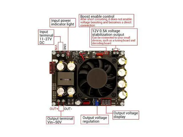 Alt view image 2 of 5 - 500W DC to DC Boost Power Module dc 11V-27V to 27V-50V Voltage Step Up Boost Power Regulator Converter Module for Audio Amplifiers