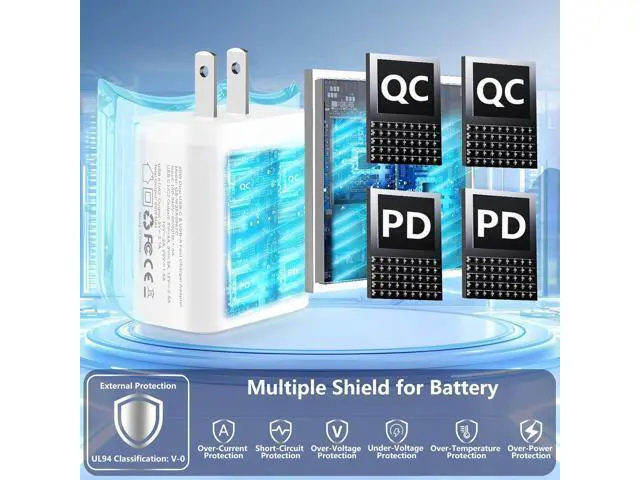 Alt view image 3 of 7 - USB C Charger Block, Linocell 2Pack 60W 4Port USB C Wall Chargers Adapter Dual PD&QC Power Type C Fast Charging USB-A Charger Compatible for iPhone 17 17 Pro Max 16 15 14 13 12 11/Galaxy S25 S24/Pixel