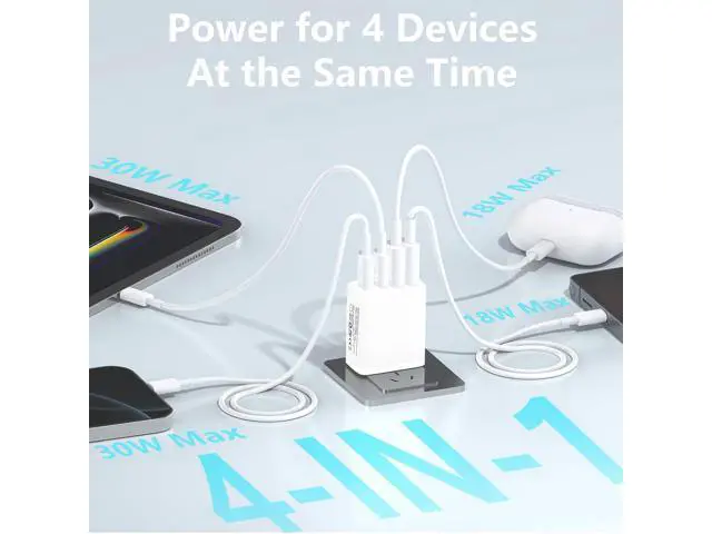 Alt view image 6 of 7 - USB C Charger Block, Linocell 2Pack 60W 4Port USB C Wall Chargers Adapter Dual PD&QC Power Type C Fast Charging USB-A Charger Compatible for iPhone 17 17 Pro Max 16 15 14 13 12 11/Galaxy S25 S24/Pixel