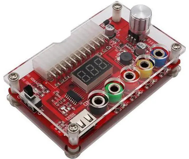 Main image of ATX 24 Pins Power Supply Breakout Board and Acrylic Case Kit Module Adapter Power Connector Support 3.3V/5V/12V 1.8V-10.8V(ADJ)