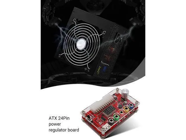 Alt view image 3 of 7 - ATX 24 Pins Power Supply Breakout Board and Acrylic Case Kit Module Adapter Power Connector Support 3.3V/5V/12V 1.8V-10.8V(ADJ)