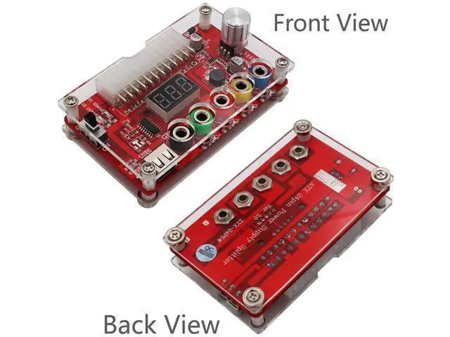 Alt view image 4 of 7 - ATX 24 Pins Power Supply Breakout Board and Acrylic Case Kit Module Adapter Power Connector Support 3.3V/5V/12V 1.8V-10.8V(ADJ)